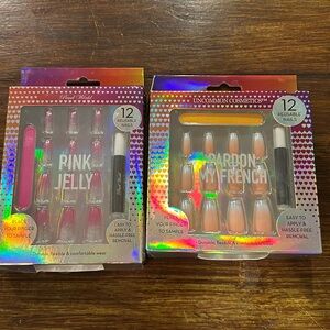 press on finger nail kits with nail file and glue with easy instructions.